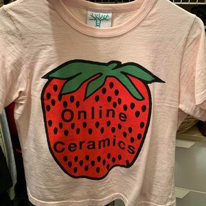 Online Ceramics strawberry t-shirt crop top